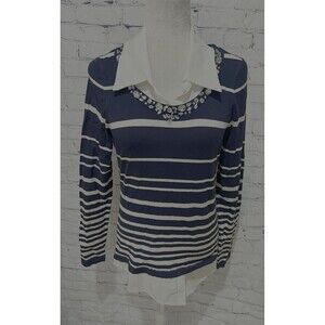 International concept INC Pullover Long sleeves Striped Studded crew M